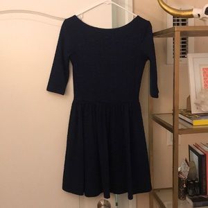 Navy blue quarter sleeve semi formal dress
